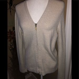 Cream sweater with gold thread